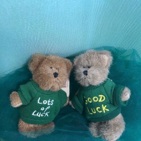 RETIRED Boyds Bears Good Luck & Lots of Luck Mini Message Teddy Bears approx 4” - Picture 3 of 12